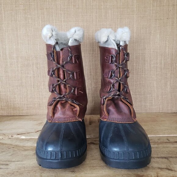 Men's 12 Kamik Canada Everest Wool Lined Leather Hunting Snow Winter Duck Boots - Picture 13 of 13